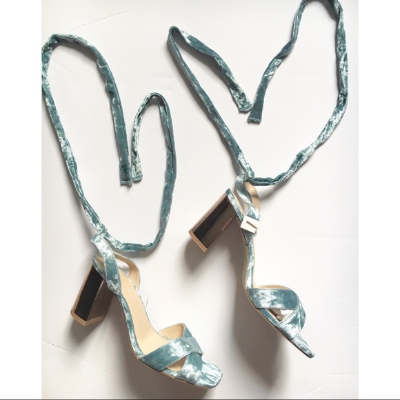 ASOS HONEYMOON Wide Fit Velvet Tie Leg Sandals - Picture 5 of 8